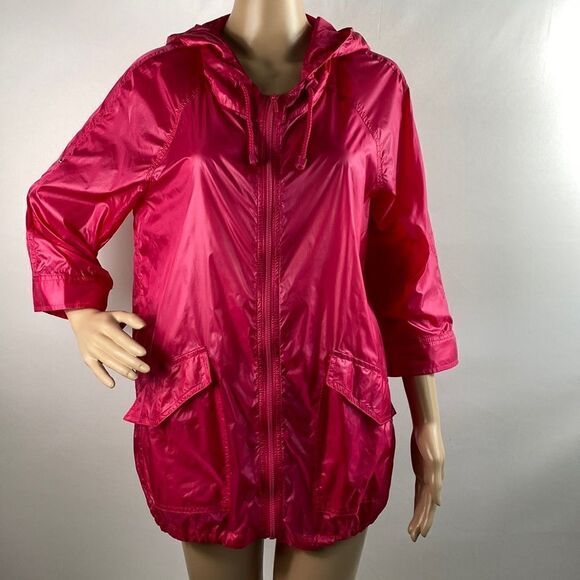 Zenergy by Chico’s sugar berry color hooded windbreaker jacket - Picture 1 of 9